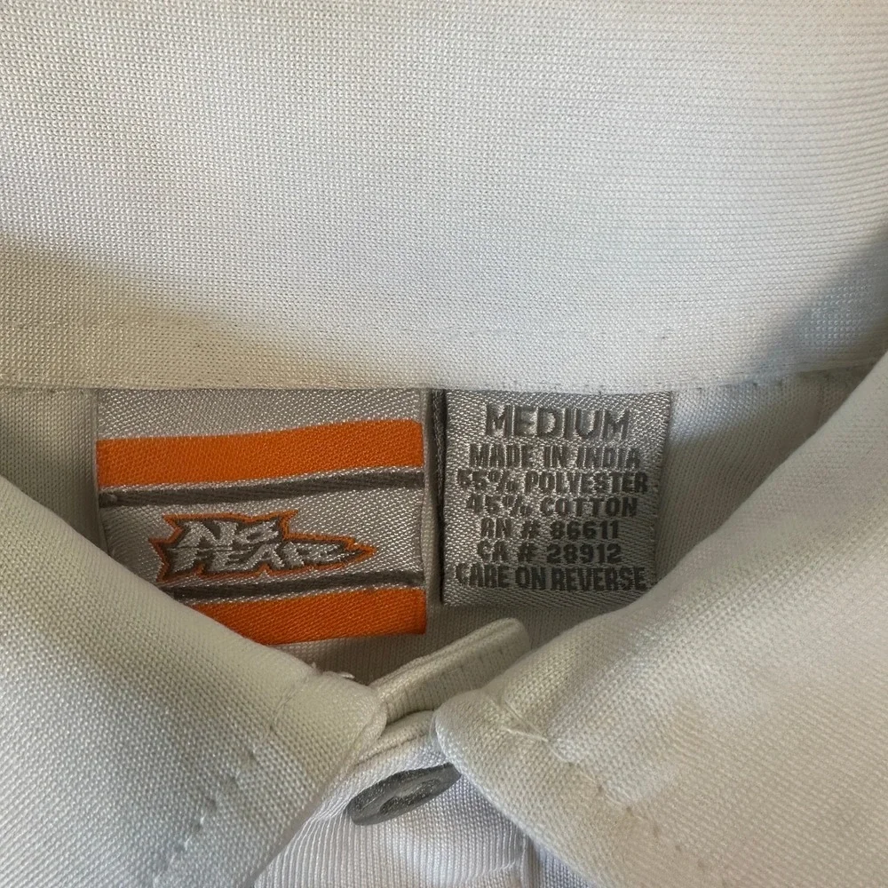 No Fear Mens Colorblock Polo Shirt Medium Grey Orange White Y2K Skater Style